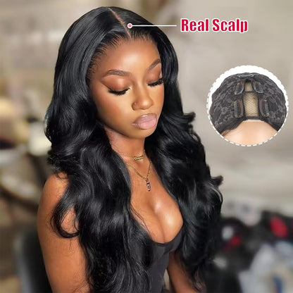 V Part Wig Human Hair Body Wave for Black Women Wigs Human Hair Glueless Wear and Go U Part Human Hair Wig 100% Body Wave Human Hair Wig Beginner Friendly 180% Density Natural Color (16 Inch)