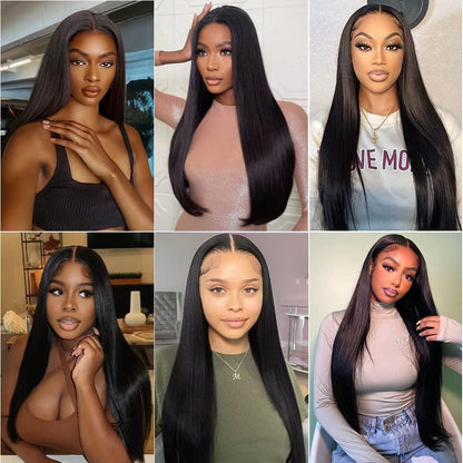 32 Inch Straight Lace Front Wigs Human Hair Pre Plucked 13X4 HD Transparent Glueless Wigs Human Hair 220% Density Straight Lace Frontal Wigs Human Hair Wigs for Women with Baby Hair