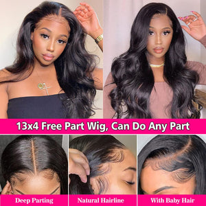 Body Wave Lace Front Wigs Human Hair Pre Plucked with Baby Hair 180 Density Glueless Human Hair Wigs for Women 13X4 HD Transparent Lace Front Wigs with Natural Hairline(26 Inch)