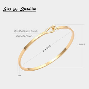 Dainty Gold Bar Bracelet for Women Simple Delicate Thin Cuff Bangle Hook Bracelet 18K Gold Plated Handmade Minimalist Jewelry