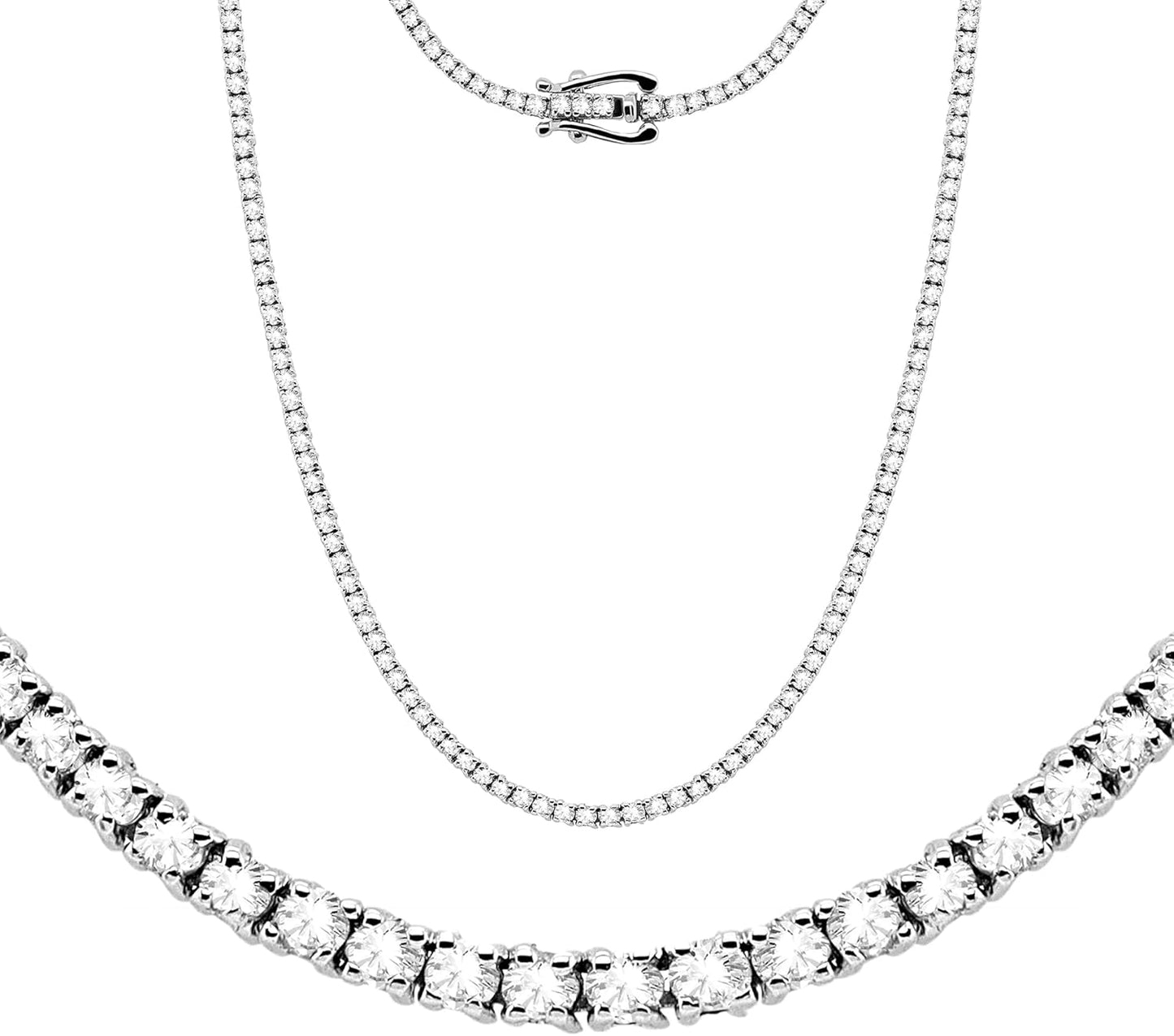 4.50 Carat Lab Grown Diamond Tennis Necklace for Women & Men in 14K White Gold with Certified Diamond. Men'S & Women'S Jewelry (Diamond Clarity- VS-SI & Color -G-H) 18" Inch Riviera Necklace