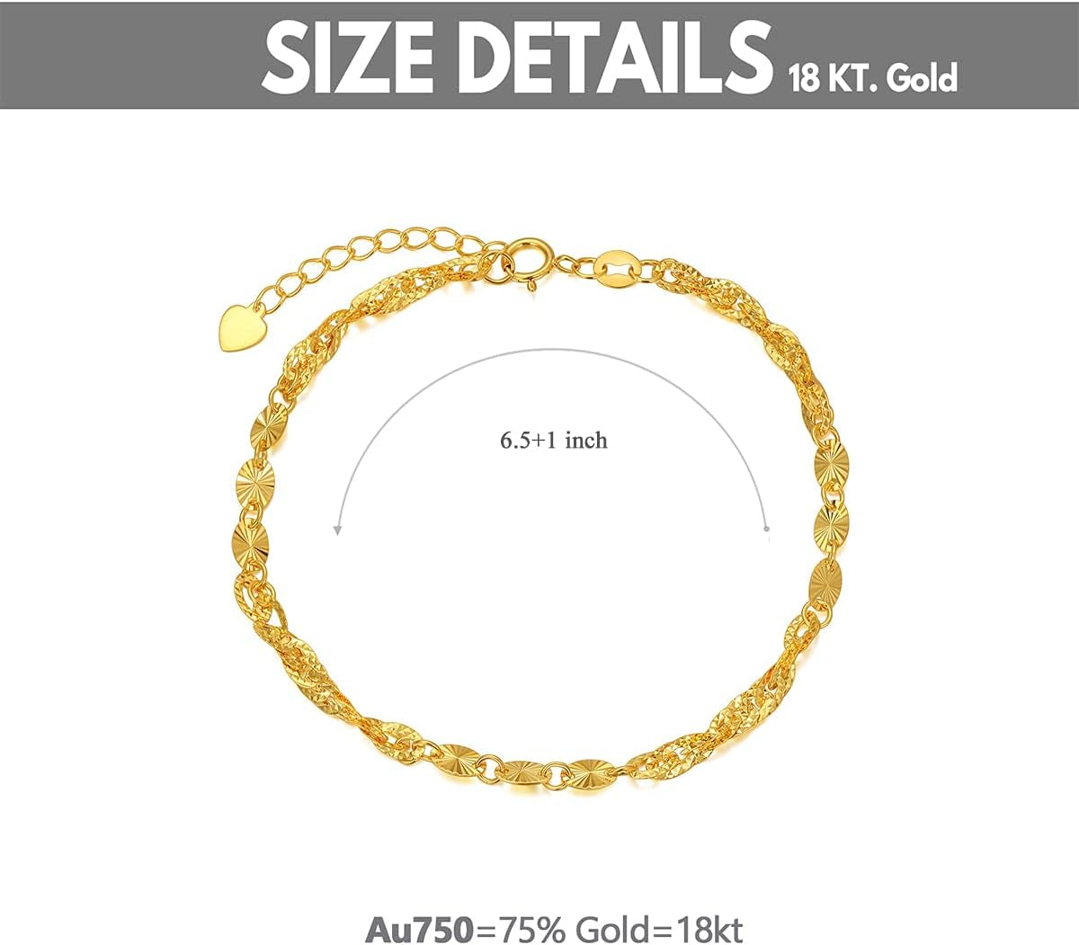 18K Yellow Gold Bracelet for Women, 3Mm Width Real Gold Italian Diamond-Cut Link Chain Bracelets Jewelry Anniversary Birthday Gift for Her, Mom, Wife