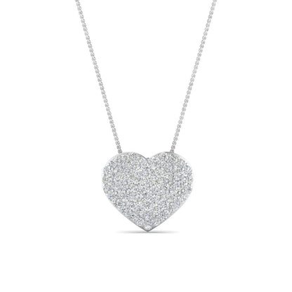 3/8 Carat Round Cut Lab Grown Diamond Cluster Classic Heart Pendant 925 Sterling Silver/10K Gold For Her With 18 Inch Chain (E-F-G, VS1-VS2, 0.40 c.t.w)