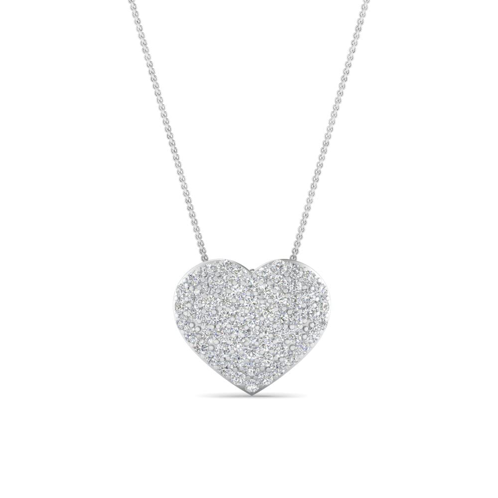 3/8 Carat Round Cut Lab Grown Diamond Cluster Classic Heart Pendant 925 Sterling Silver/10K Gold For Her With 18 Inch Chain (E-F-G, VS1-VS2, 0.40 c.t.w)