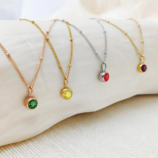 Necklace Women's Fashion Popular Necklace Diamond Birthstone Necklace