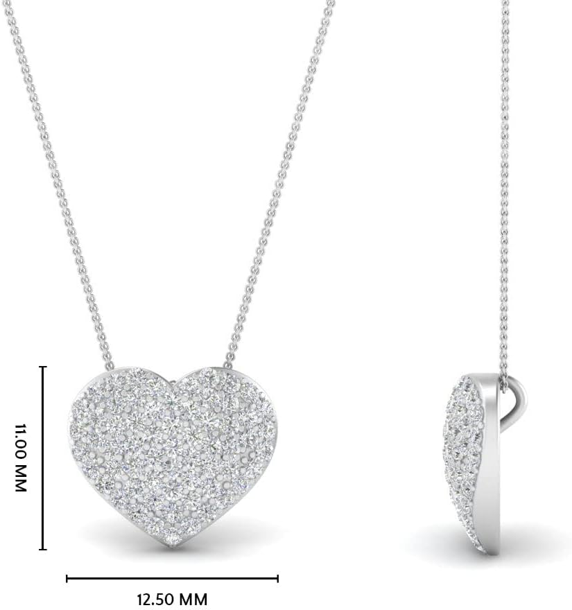 3/8 Carat Round Cut Lab Grown Diamond Cluster Classic Heart Pendant 925 Sterling Silver/10K Gold For Her With 18 Inch Chain (E-F-G, VS1-VS2, 0.40 c.t.w)