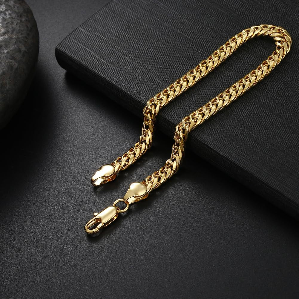 18K Gold Bracelet for Women, Hip-Hop Fashion, Men, Solid Mesh Cuban Chain, Christmas, New Year, Birthday Gift for Father/Mother, Husband/Wife