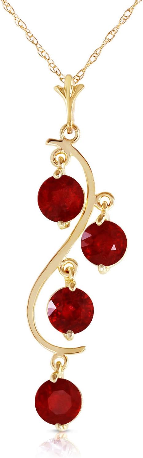 Galaxy Gold GG 14k Solid Yellow Gold 2 ct Ruby - Rubies Drop Dream Catcher Pendant Necklace