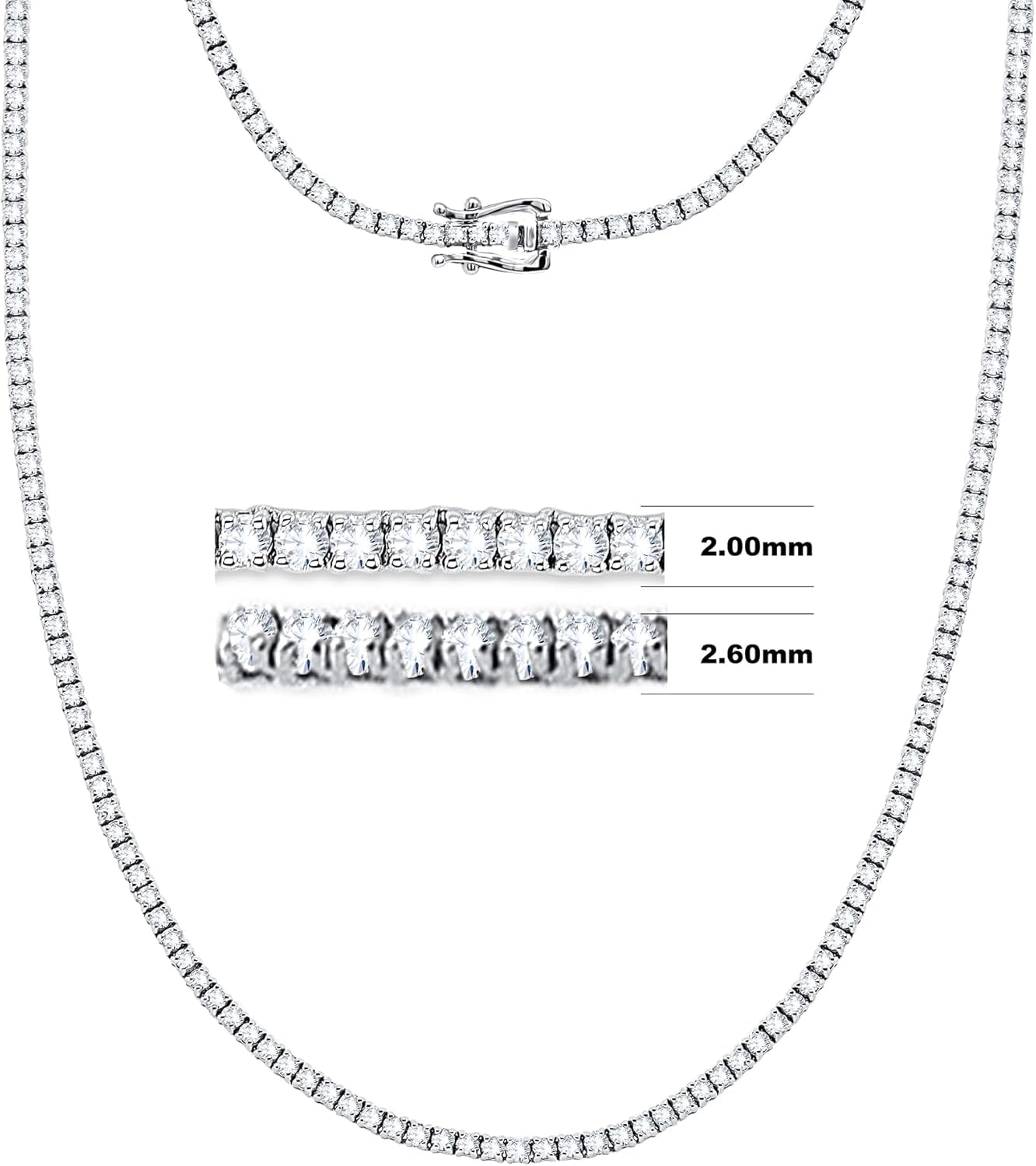 4.50 Carat Lab Grown Diamond Tennis Necklace for Women & Men in 14K White Gold with Certified Diamond. Men'S & Women'S Jewelry (Diamond Clarity- VS-SI & Color -G-H) 18" Inch Riviera Necklace