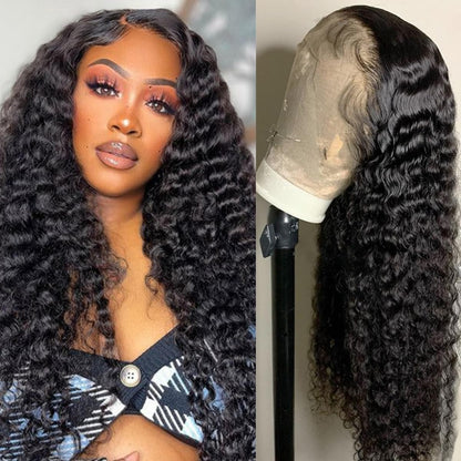 14 Inch Short Bob Wigs 13x4 Deep Wave Bob Wig Human Hair 180% Density Deep Curly 100% Virgin Human Hair Pre Plucked Wet and Wavy Glueless Transparent Lace Frontal Wig for Women Natural Hairline