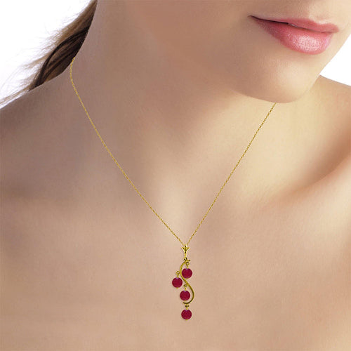 Galaxy Gold GG 14k Solid Yellow Gold 2 ct Ruby - Rubies Drop Dream Catcher Pendant Necklace