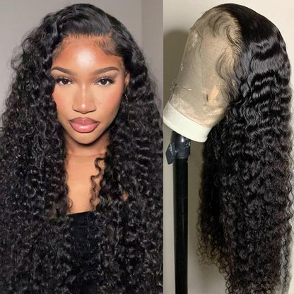 14 Inch Short Bob Wigs 13x4 Deep Wave Bob Wig Human Hair 180% Density Deep Curly 100% Virgin Human Hair Pre Plucked Wet and Wavy Glueless Transparent Lace Frontal Wig for Women Natural Hairline