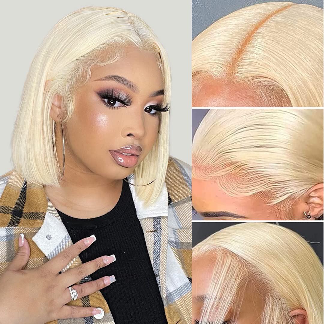 Wear and Go Glueless Bob Wig Human Hair Pre Plucked Pre Cut 180% Density 5x5 HD Transparent Lace Front Wigs Human Hair for Black Women Short Straight Bob Wigs No Glue Lace Closure Wigs 10 Inch