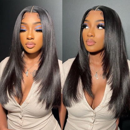 Wear and Go Glueless Bob Wig Human Hair Pre Plucked Pre Cut 180% Density 5x5 HD Transparent Lace Front Wigs Human Hair for Black Women Short Straight Bob Wigs No Glue Lace Closure Wigs 10 Inch