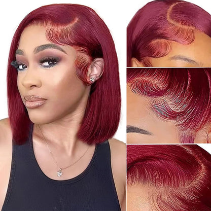 14 Inch Short Bob Wigs 13x4 Deep Wave Bob Wig Human Hair 180% Density Deep Curly 100% Virgin Human Hair Pre Plucked Wet and Wavy Glueless Transparent Lace Frontal Wig for Women Natural Hairline