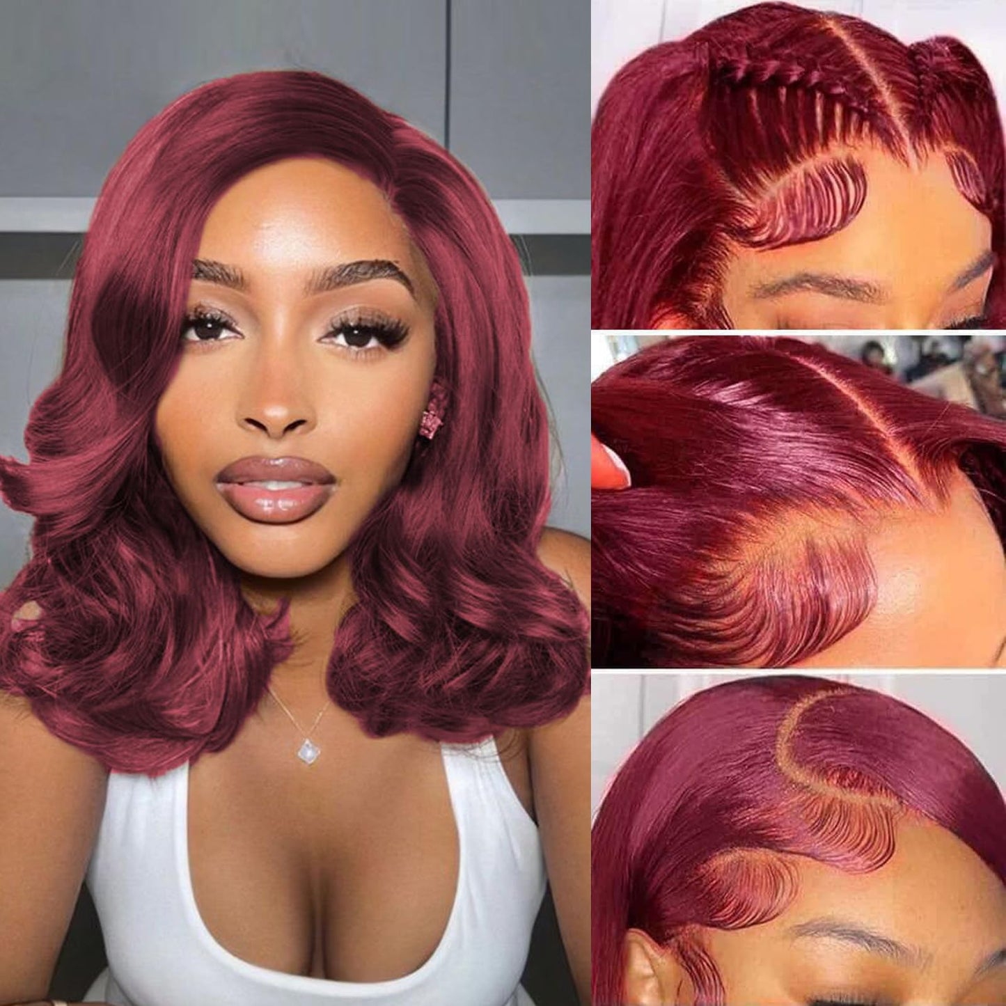 Douyin Bob Wig Human Hair 13x4 Frontal Lace Wig 14 Inch Body Wave 180% Density HD Lace Front Wigs Human Hair Pre Plucked Bob Wigs for Women Human Hair Wigs (14 inch, Natural Black)