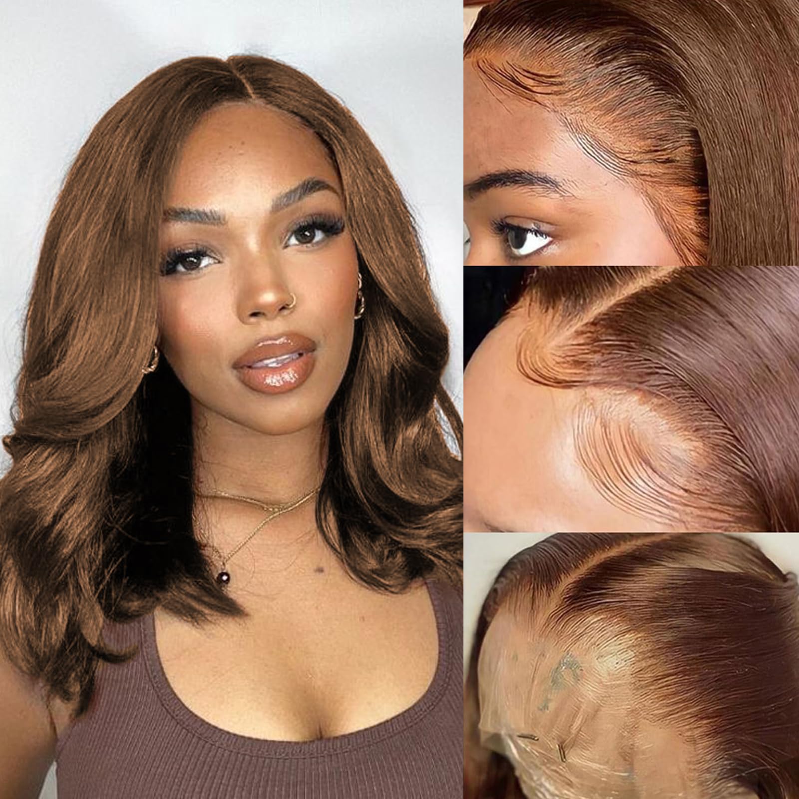 Douyin Bob Wig Human Hair 13x4 Frontal Lace Wig 14 Inch Body Wave 180% Density HD Lace Front Wigs Human Hair Pre Plucked Bob Wigs for Women Human Hair Wigs (14 inch, Natural Black)