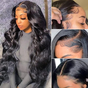 Body Wave Lace Front Wigs Human Hair Pre Plucked with Baby Hair 180 Density Glueless Human Hair Wigs for Women 13X4 HD Transparent Lace Front Wigs with Natural Hairline(26 Inch)