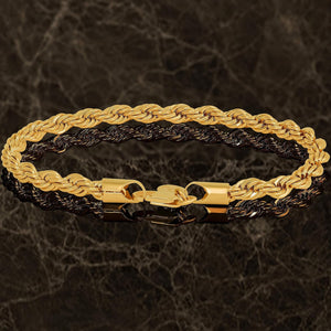 6Mm Rope Chain Bracelets for Women and Men 24K Real Gold Plated