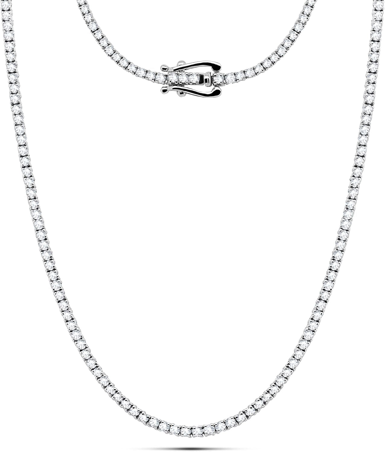 4.50 Carat Lab Grown Diamond Tennis Necklace for Women & Men in 14K White Gold with Certified Diamond. Men'S & Women'S Jewelry (Diamond Clarity- VS-SI & Color -G-H) 18" Inch Riviera Necklace