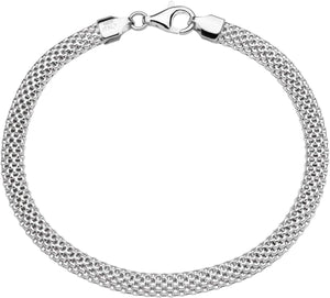 925 Sterling Silver Italian 5Mm Mesh Link Chain Bracelet for Women, Made in Italy