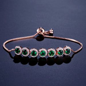 Emerald Zircon Adjustable Bracelet Women