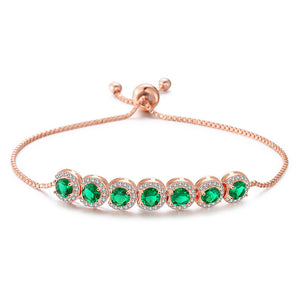 Emerald Zircon Adjustable Bracelet Women