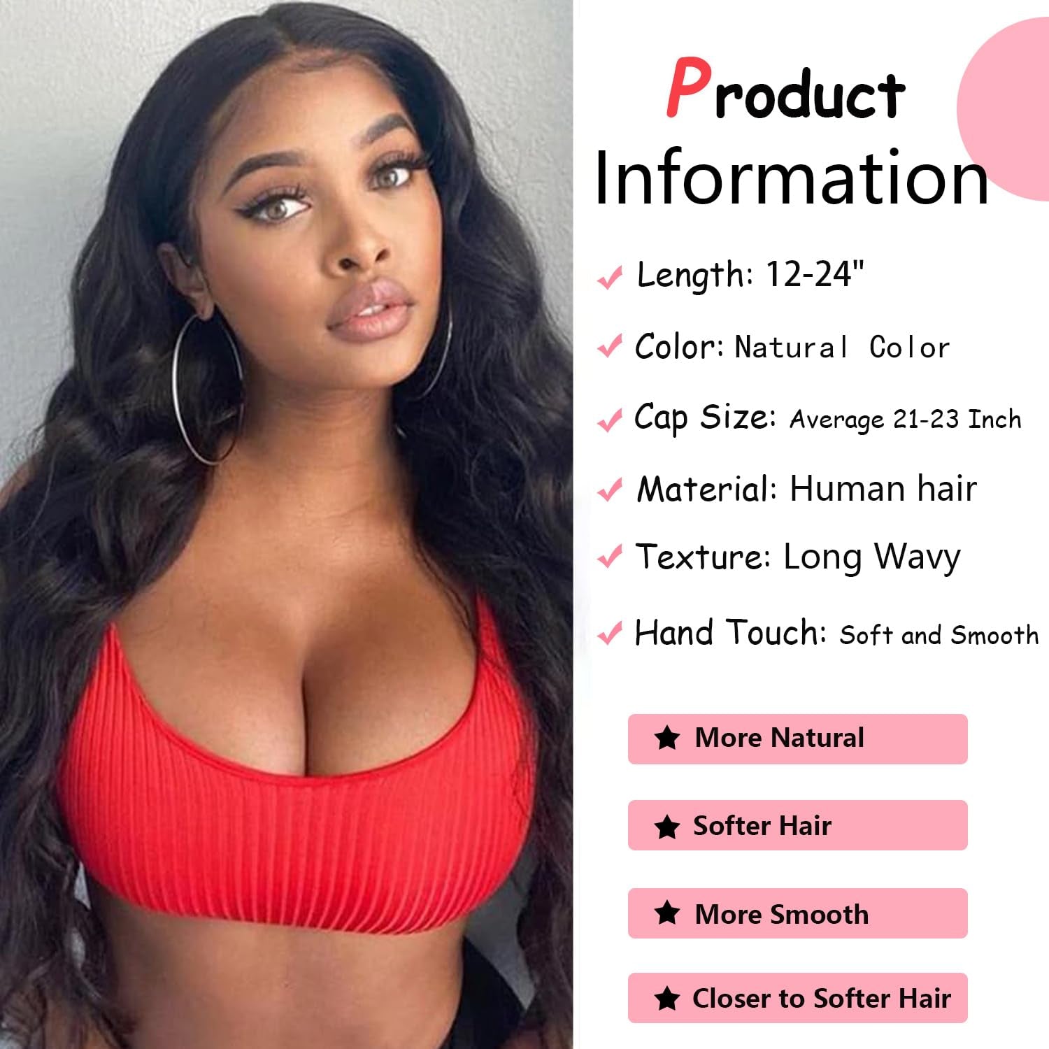 V Part Wig Human Hair Body Wave for Black Women Wigs Human Hair Glueless Wear and Go U Part Human Hair Wig 100% Body Wave Human Hair Wig Beginner Friendly 180% Density Natural Color (16 Inch)