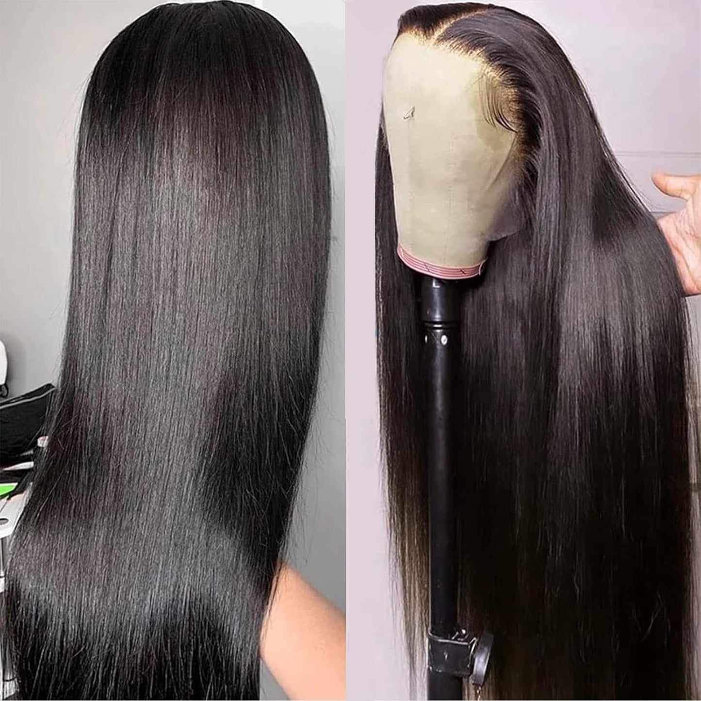 32 Inch Straight Lace Front Wigs Human Hair Pre Plucked 13X4 HD Transparent Glueless Wigs Human Hair 220% Density Straight Lace Frontal Wigs Human Hair Wigs for Women with Baby Hair