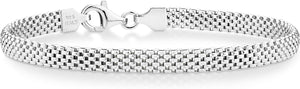 925 Sterling Silver Italian 5Mm Mesh Link Chain Bracelet for Women, Made in Italy